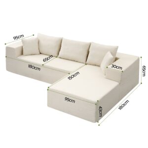 Artiss Modular Sectional Sofa 4-Seater L-Shaped Boneless Sofa Bed Chaise Lounge Product Image