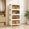 Artiss 4-Tier Foldable Storage Cabinet Stackable Box Clear Magnetic Door White product image