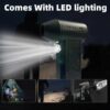 Dark gray handheld air duster with integrated LED light, illuminating for cleaning electronics or outdoor use.