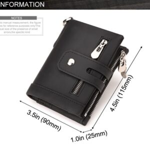Black Leather Rfid Trifold Wallet - High Capacity – Sumo Deals Black Faux Leather Men'S Bifold Wallet With Snap Closure, Multiple Zippers, And Silver Hardware For Daily Use.
