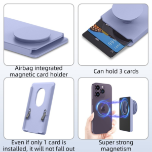 Magnetic Card Wallet &Amp; Stand For Iphone 14/13/12 (2-Pack) – Sumo Deals Purple Magnetic Phone Card Holder With Integrated Pop Socket, Holds Up To 3 Cards Securely.