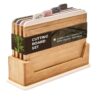 Bamboo Cutting Board Set With Colored Tabbed Index, Natural Wood Finish, For Organized Kitchen Food Prep.