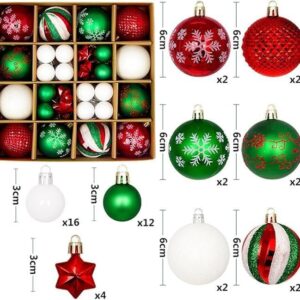 6Cm Plastic Christmas Ornaments: Red, Green, White, Striped, Snowflake, Textured, For Tree Decoration.