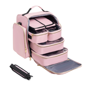 Travel Makeup Bag, Large Cosmetic Case Make up Organizer, Pink Makeup Bag with 5 Removable Cases, 3 product image