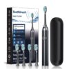 Black electric toothbrush with Dupont bristles, 6 modes, and travel case for deep oral cleaning.