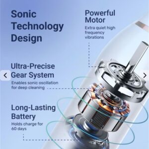 Internal View Of A White Sonic Toothbrush Showing Its Powerful Motor, Gear System, And Long-Lasting Battery For Deep Cle