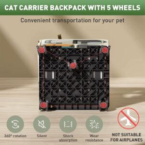 Cat Carrier With Wheels, Folding Rolling Pets Carrier On Wheel Soft Pet Handbag Cats Backpack, Dog C Product Image