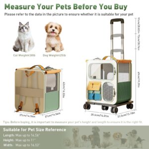 Cat Carrier With Wheels, Folding Rolling Pets Carrier On Wheel Soft Pet Handbag Cats Backpack, Dog C Product Image