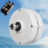 White metal permanent magnet generator with exposed shaft, bearing, and nut, for wind turbine power generation.