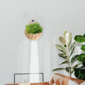 Hanging Wall Baskets | Beige Wicker &Amp; Metal, 2-Piece Set – Sumo Deals Hanging Wall Basket For Decoration Beige Wicker And Metal With Natural Look Fits Various Home Scenes Product Image