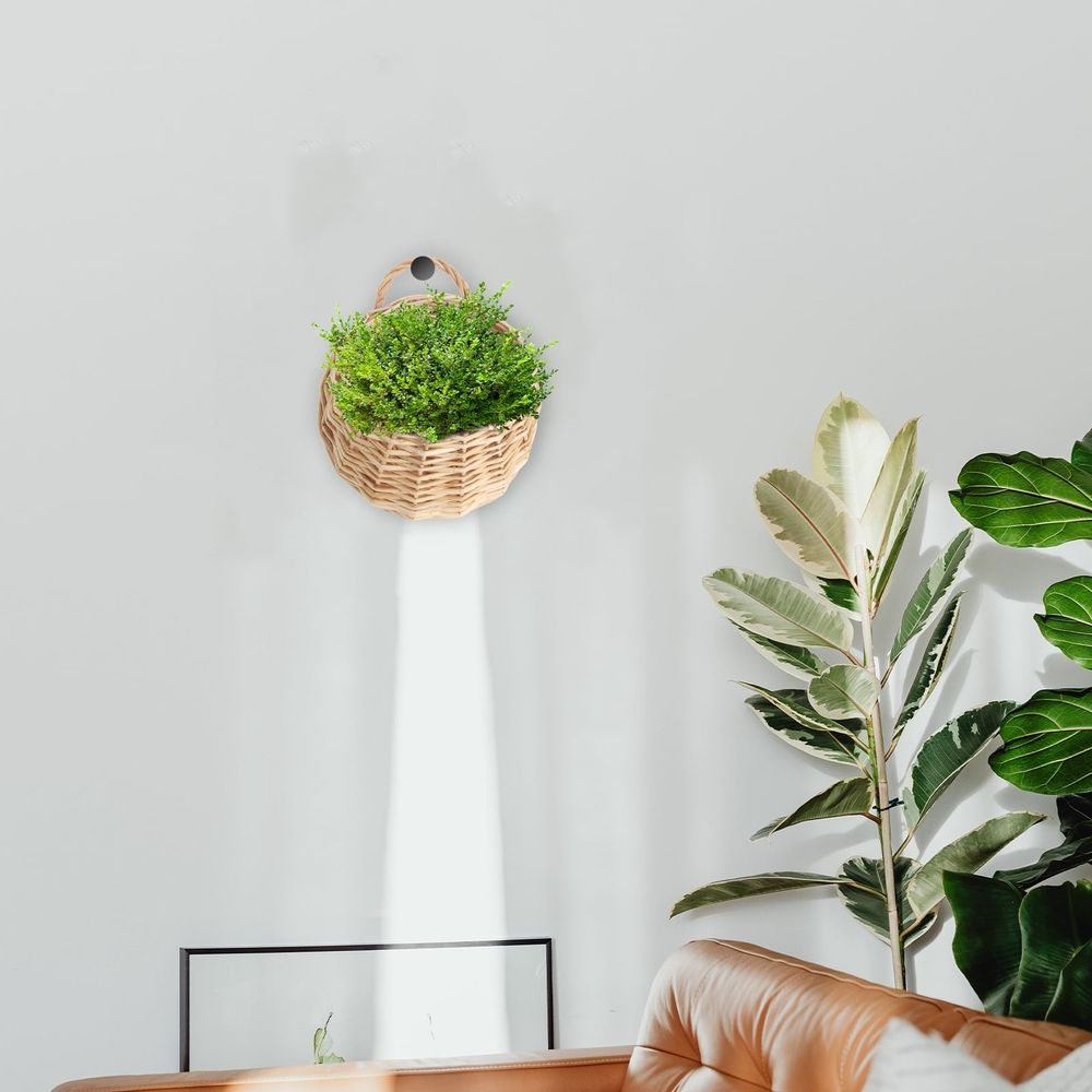 Hanging Wall Baskets | Beige Wicker &Amp; Metal, 2-Piece Set – Sumo Deals Hanging Wall Basket For Decoration Beige Wicker And Metal With Natural Look Fits Various Home Scenes Product Image