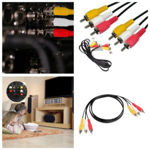 Triple Shielded Composite Video Audio Cord With Gold Plated Connectors, Yellow/Red/White For Dvd/Tv/ Product Image