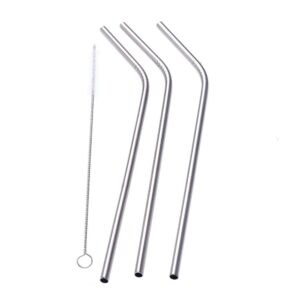 4pcs Stainless Steel Drinking Straws Reusable Curved Straws Set with Cleaning Brush product image