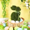 Flocked Moss Bunny Statue - Faux Easter Tabletop Decor - Spring Garden Figurine - Easter Table Cente Product Image