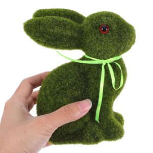 Flocked Moss Bunny Statue - Faux Easter Tabletop Decor - Spring Garden Figurine - Easter Table Cente Product Image