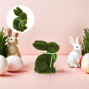 Flocked Moss Bunny Statue - Faux Easter Tabletop Decor - Spring Garden Figurine - Easter Table Cente Product Image