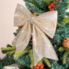 Gold Glitter Wired Ribbon Bows with Twist Tie 10" Premade Metallic Christmas Bows for Gift Wrapping, product image