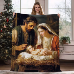 Christmas Jesus Throw Blanket Christian Gifts for Women 39 x 27 Christmas Flannel Blanket Religious product image