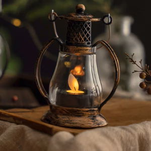 Vintage LED Candle Lanterns Decorations, Bronze Lanterns Decorative for Table Centerpieces, Camping product image