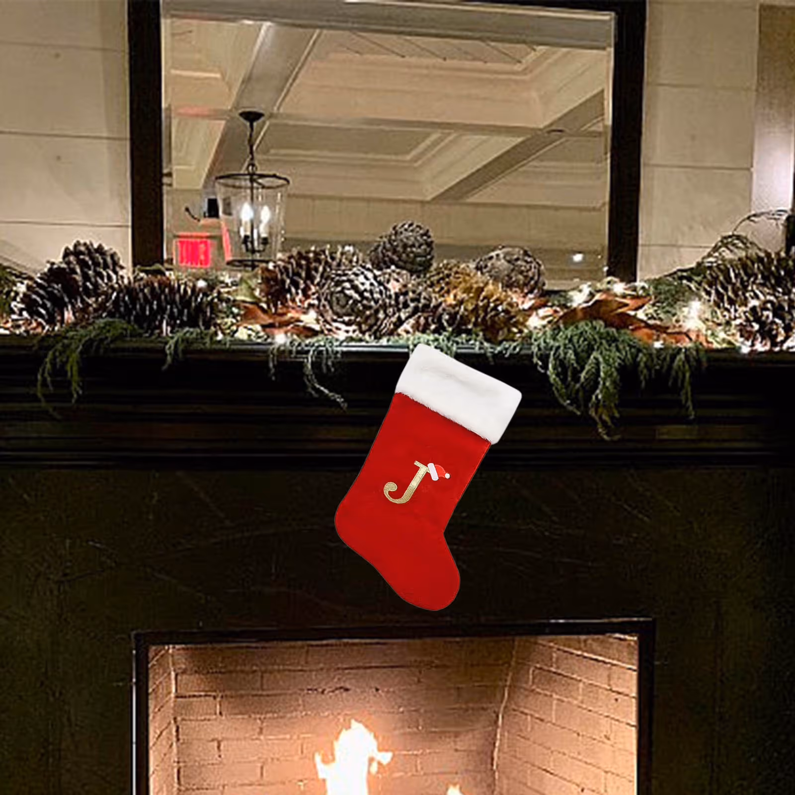 Red Cable Knit 'J' Monogram Christmas Stocking – Sumo Deals 18 Inch Large Monogram Stocking Red Christmas Initial Letter J Cable Knit Stockings With White Cuffs Product Image