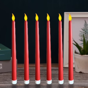 10.8' Red Set of 6 Battery Operated Wax Taper Candles with Remote, LED Flameless Candles, 3D Wick LE product image