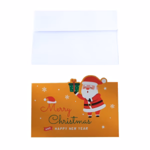10 Pack Foiled &Amp; Glittery Christmas Cards With Envelopes &Amp; Stickers, Santa Printed Message Inside Ch Product Image