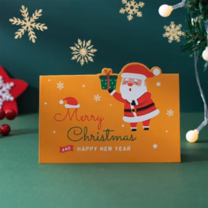 10 Pack Foiled &Amp; Glittery Christmas Cards With Envelopes &Amp; Stickers, Santa Printed Message Inside Ch Product Image