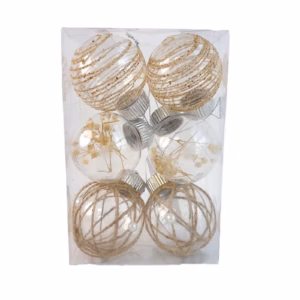 6Pcs Christmas Ball Ornaments 60mm Large Shatterproof Clear Plastic Boho Farmhouse Neutral Rustic Ch product image