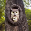 Owl Mom and Owlet Tree Hugger, Outdoor Garden Sculpture Tree Faces, Owl Bird Garden Resin Statue, Tr product image