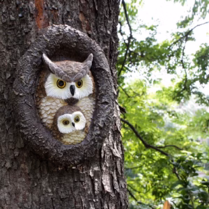 Owl Mom &Amp; Owlet Tree Hugger | Garden Sculpture – Sumo Deals Owl Mom And Owlet Tree Hugger, Outdoor Garden Sculpture Tree Faces, Owl Bird Garden Resin Statue, Tr Product Image