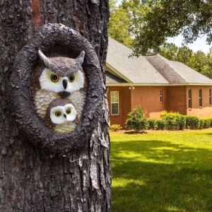 Owl Mom &Amp; Owlet Tree Hugger | Garden Sculpture – Sumo Deals Owl Mom And Owlet Tree Hugger, Outdoor Garden Sculpture Tree Faces, Owl Bird Garden Resin Statue, Tr Product Image