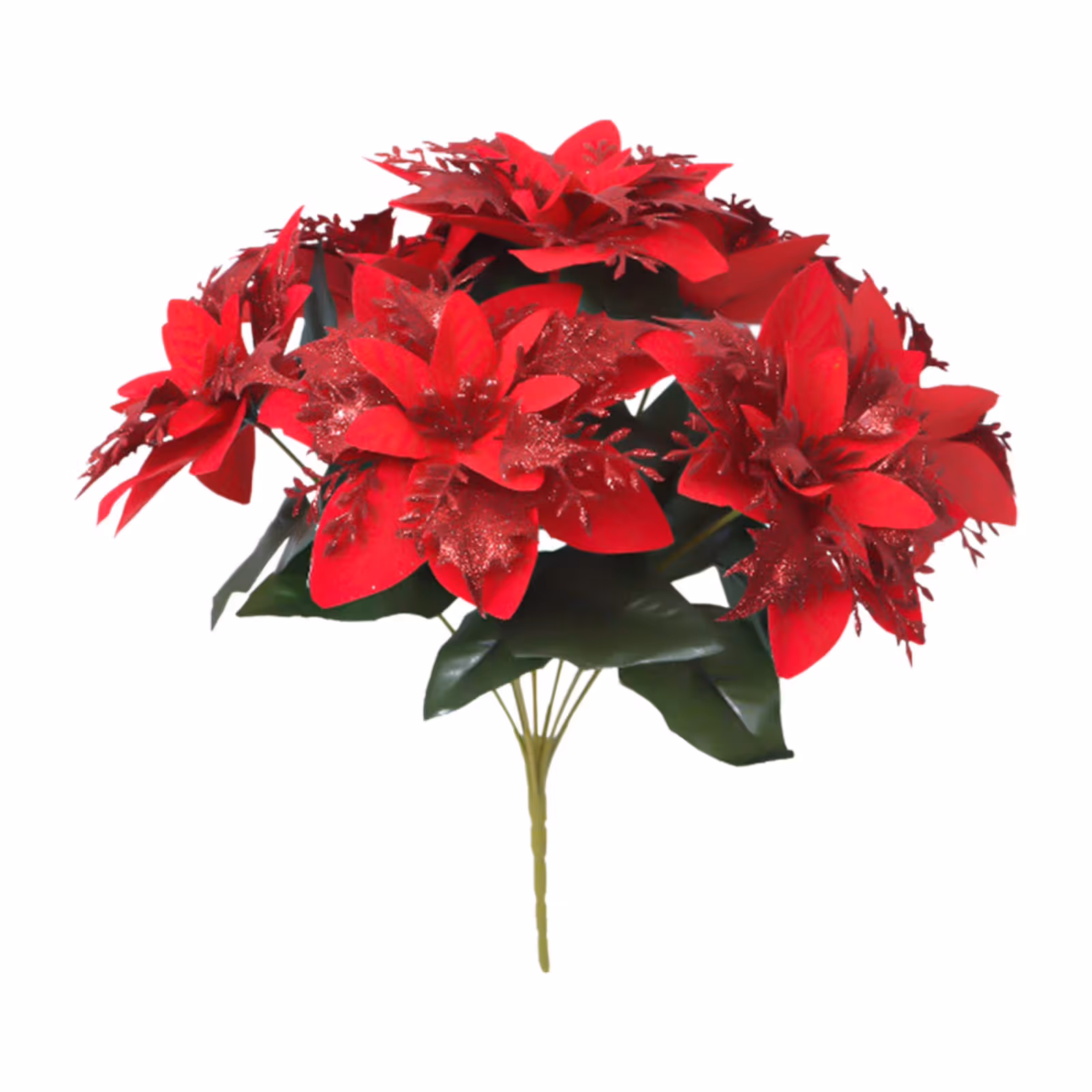 Red Poinsettia Christmas Flower Arrangement – Sumo Deals Artificial Red Poinsettia Christmas Flower Arrangement, Holiday Floral Centerpiece With Heart Accent Product Image