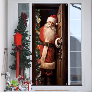 Christmas Decorations Door Cover for Front Door, Christmas Decorations Xmas Door Hanging Banner Phot product image