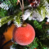 6 Pack Frosted Red Christmas Ball Ornaments 2.3 Inch Glitter Snowflakes Ball Xmas Tree Decoration In product image