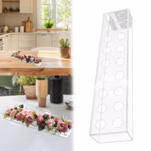 12" Clear Acrylic Flower Vase Rectangular Floral Centerpiece for Dining Table Modern Flower Arrangem product image