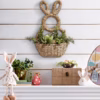 Bunny Basket Hanging Wall Pocket Spring Decor, Hand Woven Wicker Easter Bunny Wall Basket, Hanging W product image