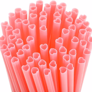 50pcs Pink Heart Shaped Straws, Disposable Drinking Plastic Straws for Valentines day/Wedding/Birthd product image