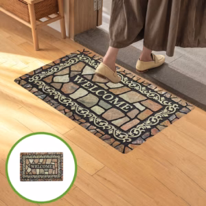 Retro Door Mat, 50 x 80 cm Beige Welcome Doormat Decorative Home Floor Mat, Non Slip Rubber Back and product image