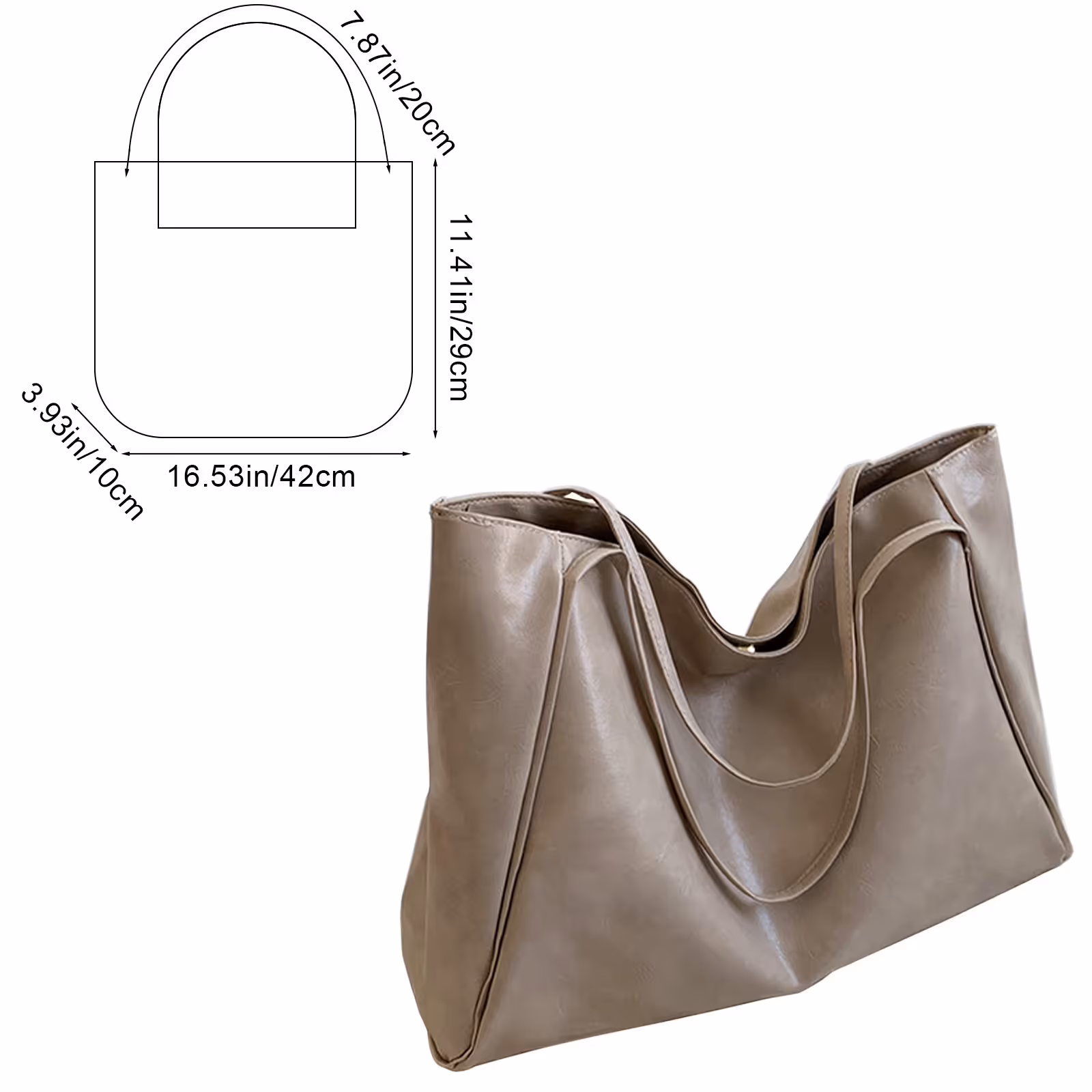 Vintage Soft Leather Tote Bag | Large Capacity – Sumo Deals Trendy Ladies' Tote Bag Large Capacity Vintage Soft Leather Shoulder Bag Handcarry Bucket Purse Product Image