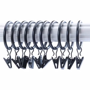 10Pcs Heavy Duty Metal Curtain Rings Pole Rod Curtain Hooks with Clips product image
