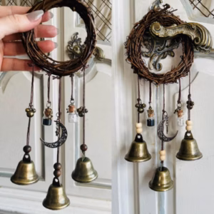 Halloween Witch Bells Pendants, Halloween Rattan Wind Chimes Witches Pray Crystal Wind Chimes Home D product image