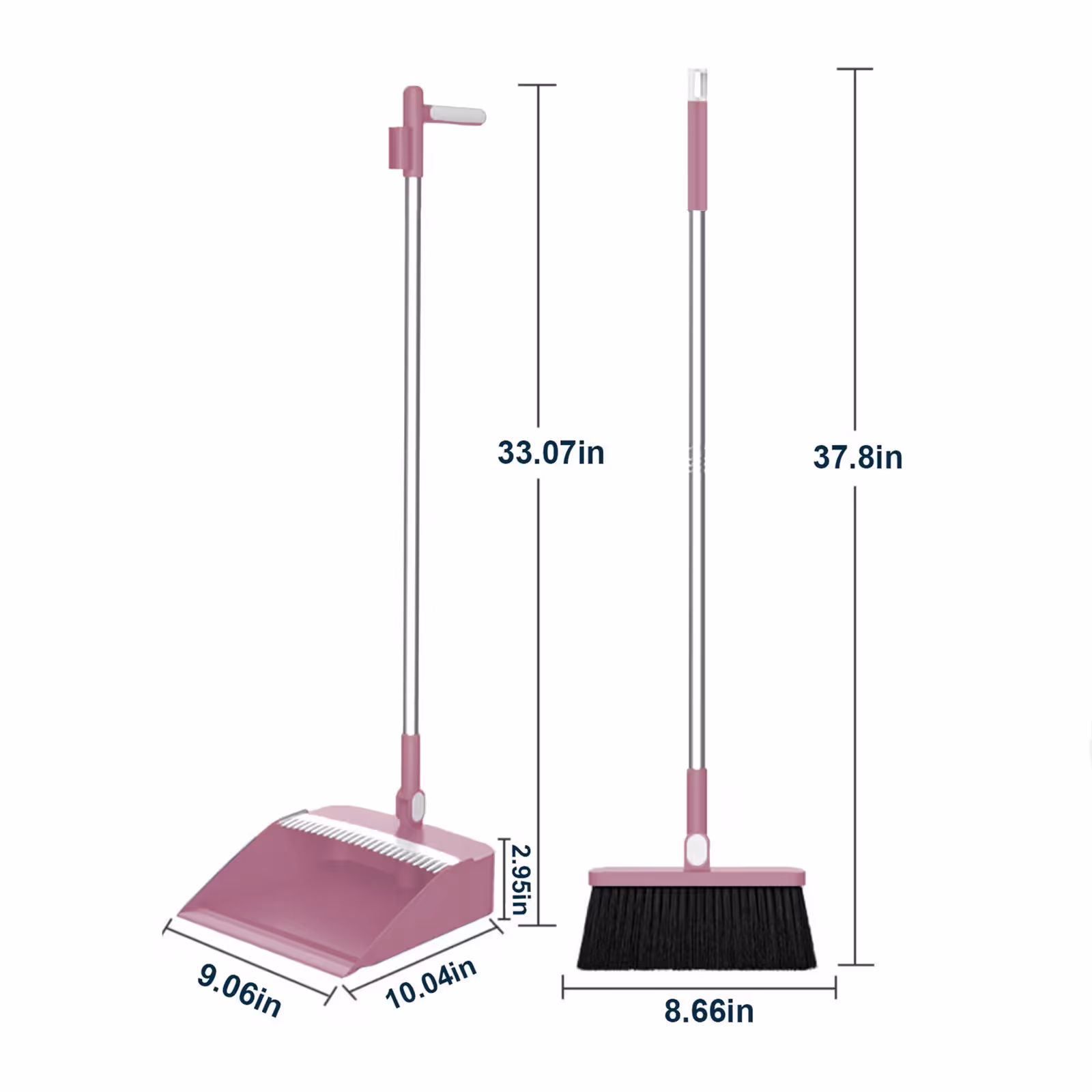 Pink Broom &Amp; Dustpan Set | Upright, Rotatable Cleaning – Sumo Deals Pink Broom And Dustpan Set, 180° Rotatable Brooms, Upright Angle With Built-In Comb Teeth Dustpan C Product Image