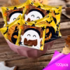 Halloween Treat Bags Candy Bags 100pcs Halloween Goodie Bags Candy Bags Snack Bags And Baked Goods B product image