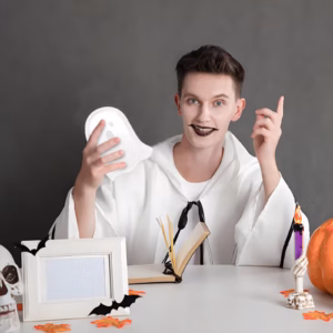 Halloween Party Food Trays, 2Pcs Plastic Dessert Ghost Candy Snack Fruit Plates, Serving Platters Fa Product Image