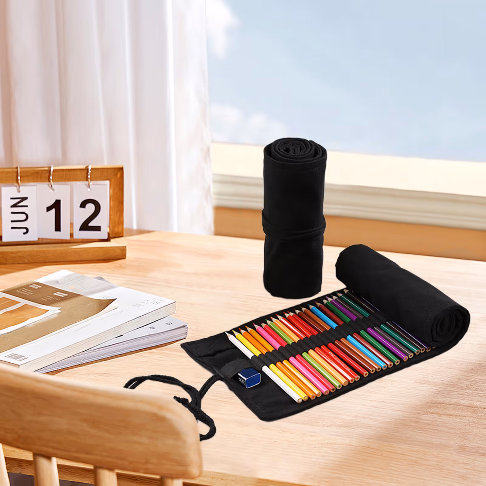72-Slot Pencil Roll Up Bag For Artists – Sumo Deals 72 Slots Pencil Wrap, 132*8&Quot; Pencil Rolls, Artist Colored Pencils Roll Up Bag, Short Brushes Pouch C Product Image