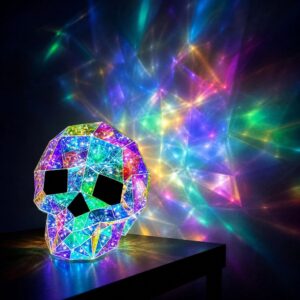 Glowing Skull Head Halloween Decor – Sumo Deals Geometric Skull Lamp, Multi-Color Led, Acrylic, Projects Vibrant Patterns, For Ambient Lighting.
