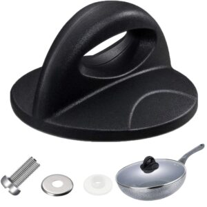 Black Bakelite Pot Lid Handle With Screw, Washer, And Silicone Gasket For Pan Lid Replacement.