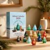 2026 Advent Calendar with 24 handcrafted sea-glass gnome charms in various colors for holiday countdown.