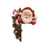 Resin Santa Claus peeker Christmas ornament with candy cane, pinecones, holly, and snow details for holiday decor.