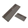 Brown silicone kitchen drying mat set with white utensil graphics and parallel lines, for countertop dish drying.